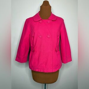 Halogen Pink Double-Breasted Blazer Pockets Lined Size Medium